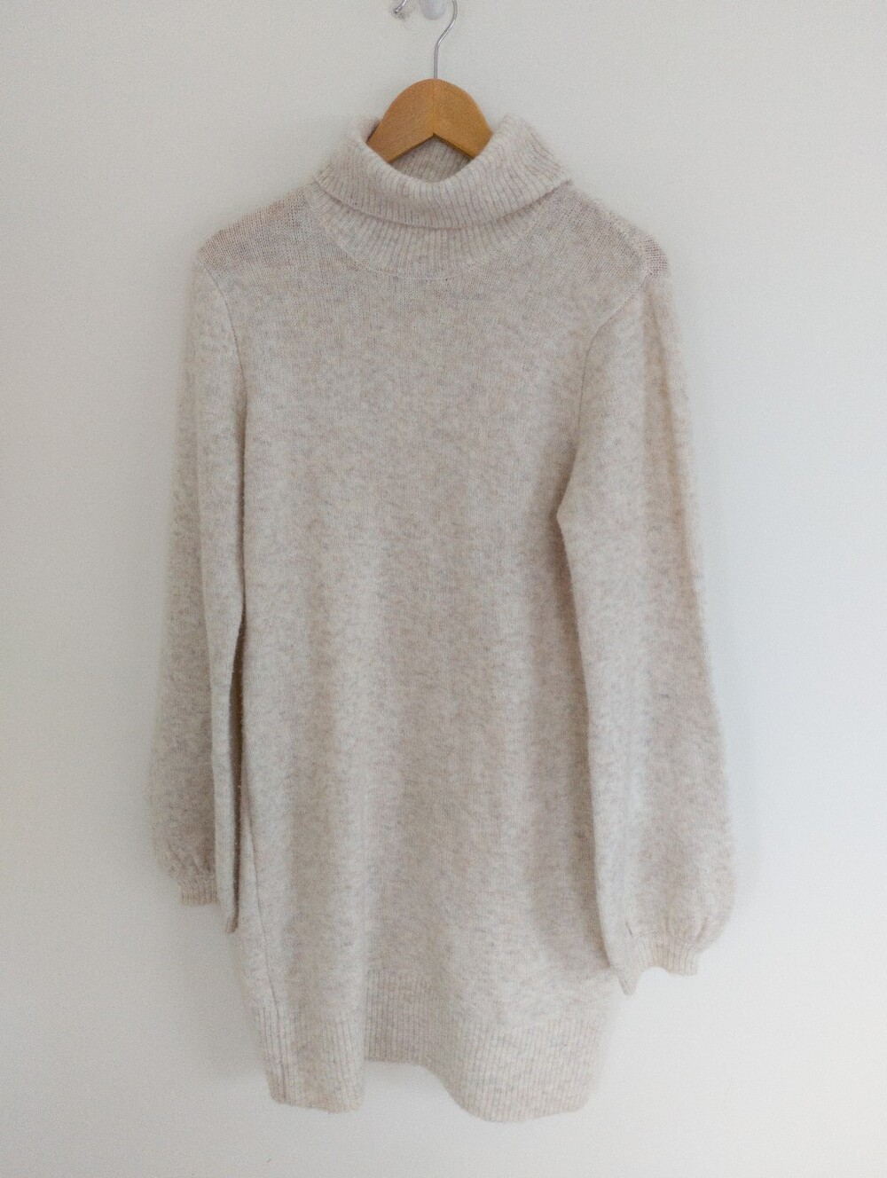 YES LOLA Cream Alpaca Blend Turtleneck Knit Sweater Dress Size Large